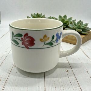 Farberware Dorchester Coffee Mug Pink Yellow Blue Floral Vintage 3” Tall #388